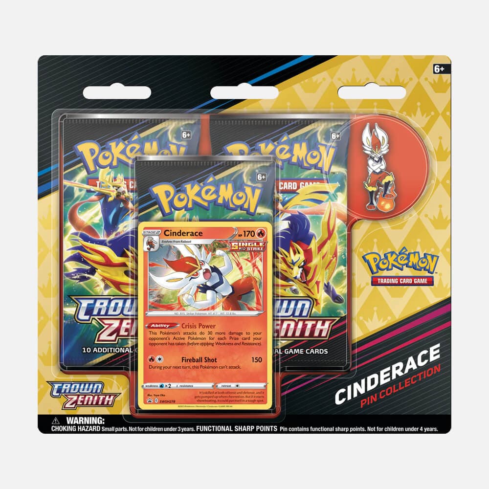 Pokémon karte Crown Zenith Cinderace Pin Collection 3-pack Blister