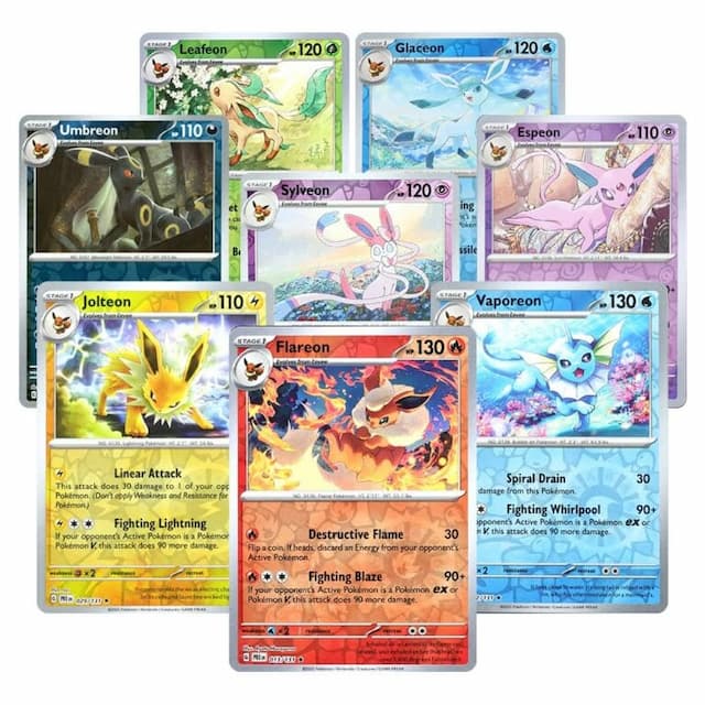 Eeveelutions Reverse Holo Set (8 Cards) - Pokémon Cards